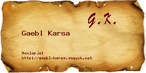 Gaebl Karsa névjegykártya